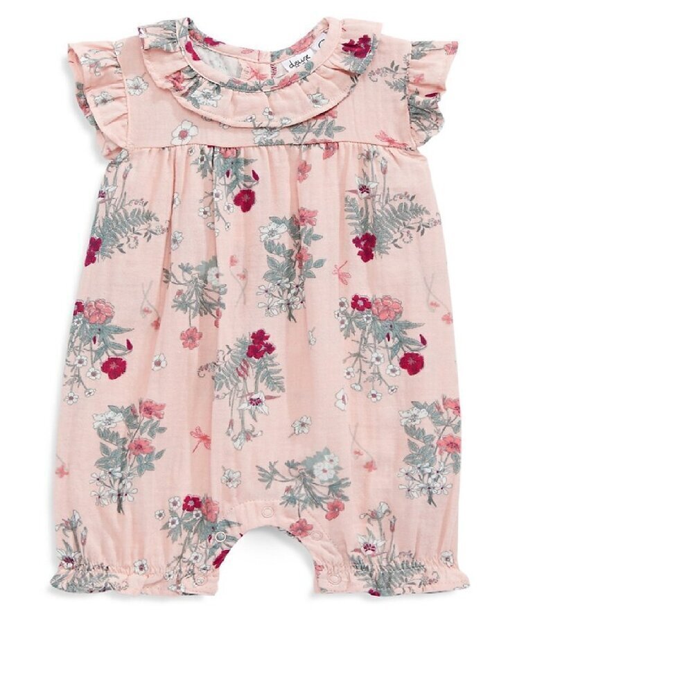 Deux par Deux Baby Girl Botanical Floral Print Muslin Romper 12M